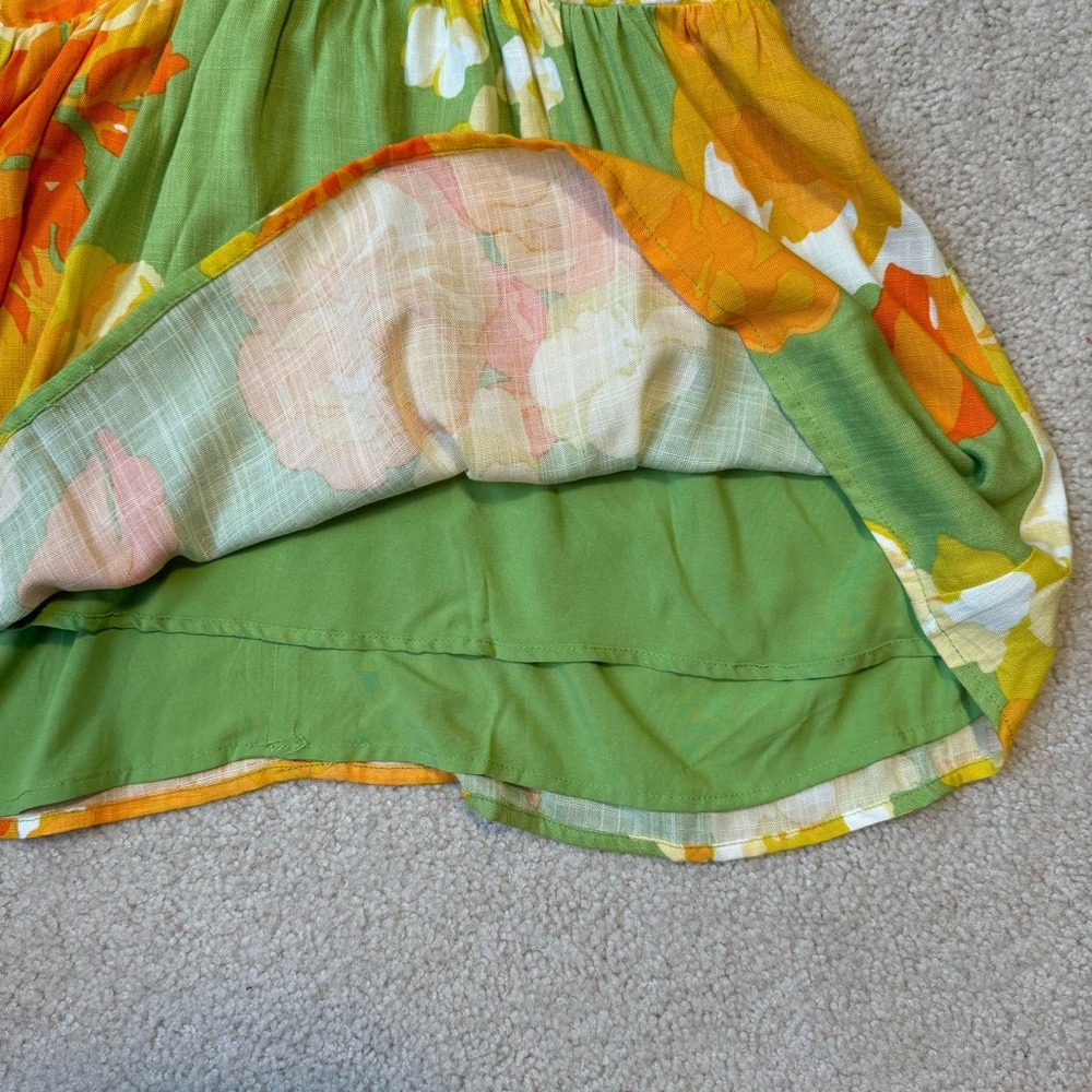 Sabo Skirt Amina Halter minidress in floral sunset, cutouts, worn once, Size 2 - Picture 9 of 11